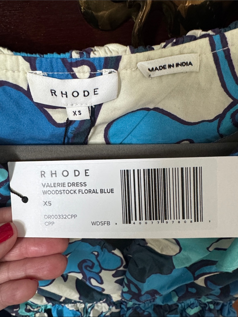 RHODE Blue Multi Floral Ruffle Mini Dress - Picture 2 of 2